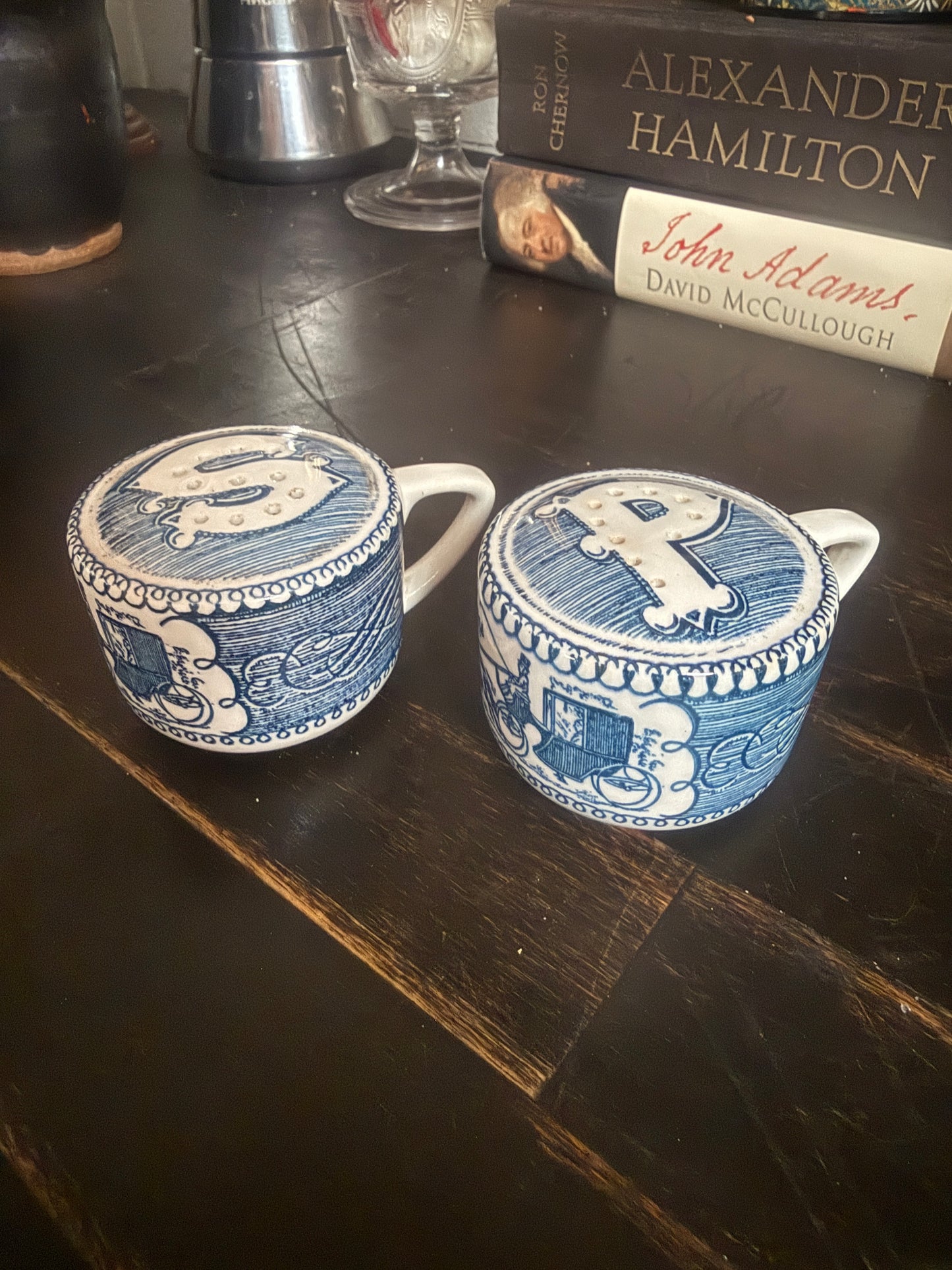 Blue and White Transferware Salt & Pepper Shakers