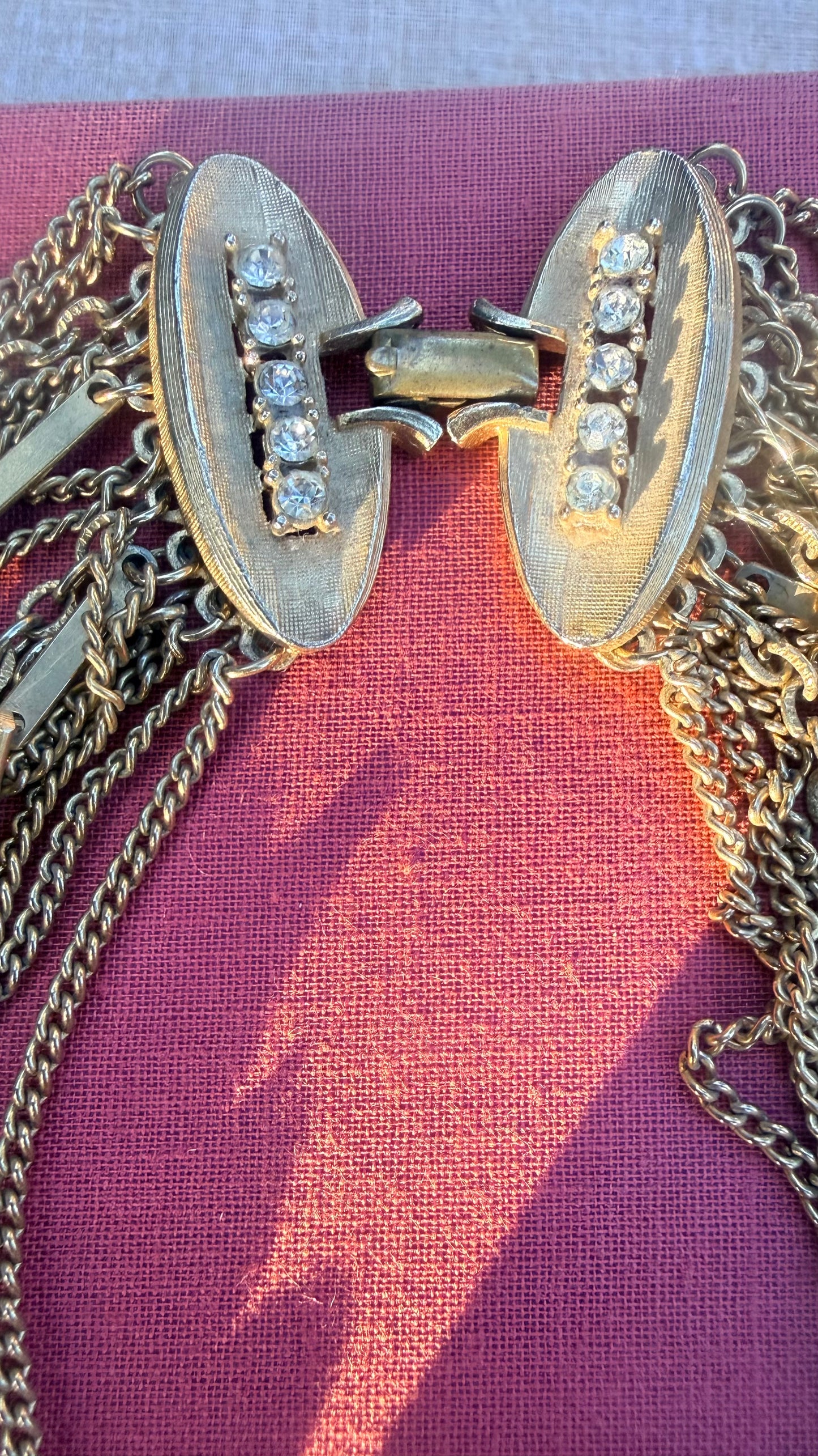 Mid Century Glamour Gold Chain and Pearl Necklace