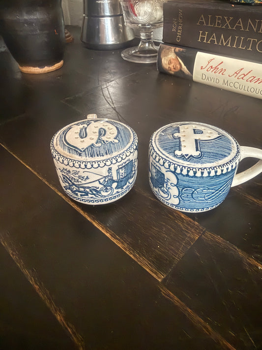 Blue and White Transferware Salt & Pepper Shakers