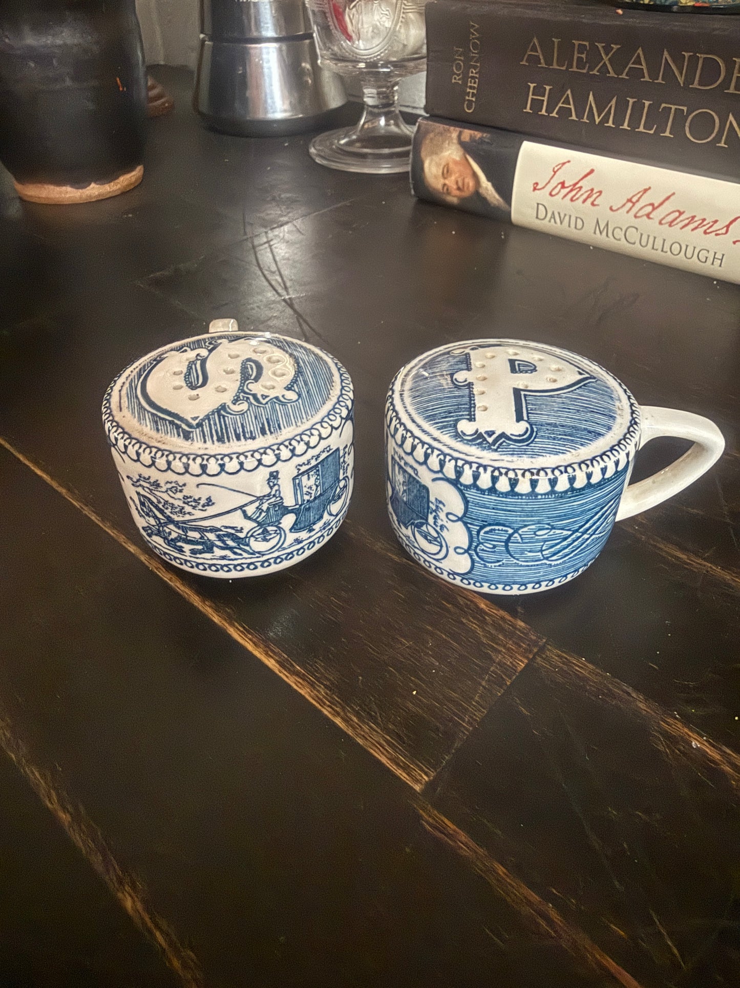 Blue and White Transferware Salt & Pepper Shakers