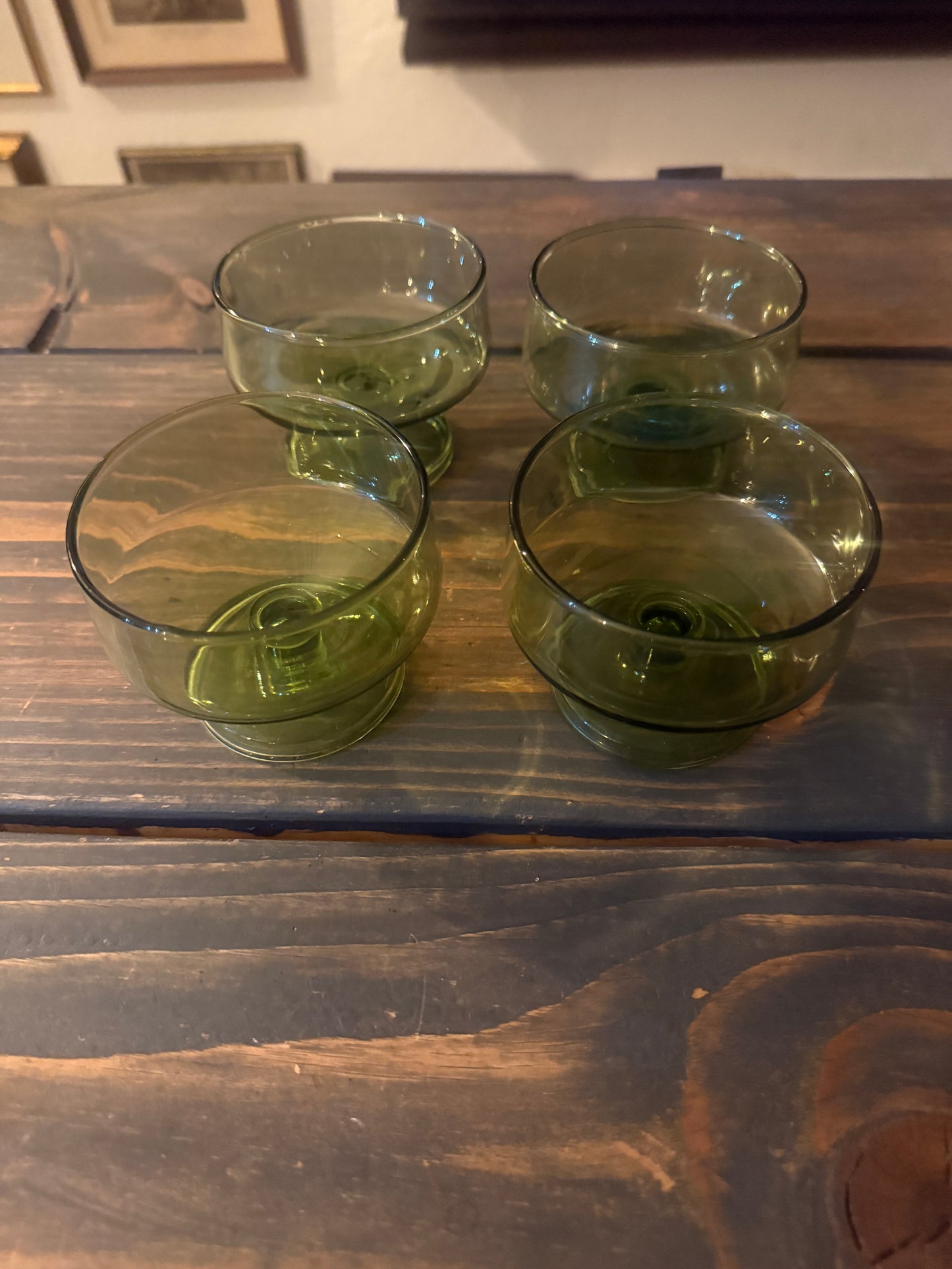 Vintage Green Glass Dessert Compote Dish