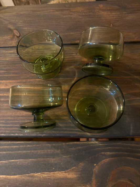 Vintage Green Glass Dessert Compote Dish