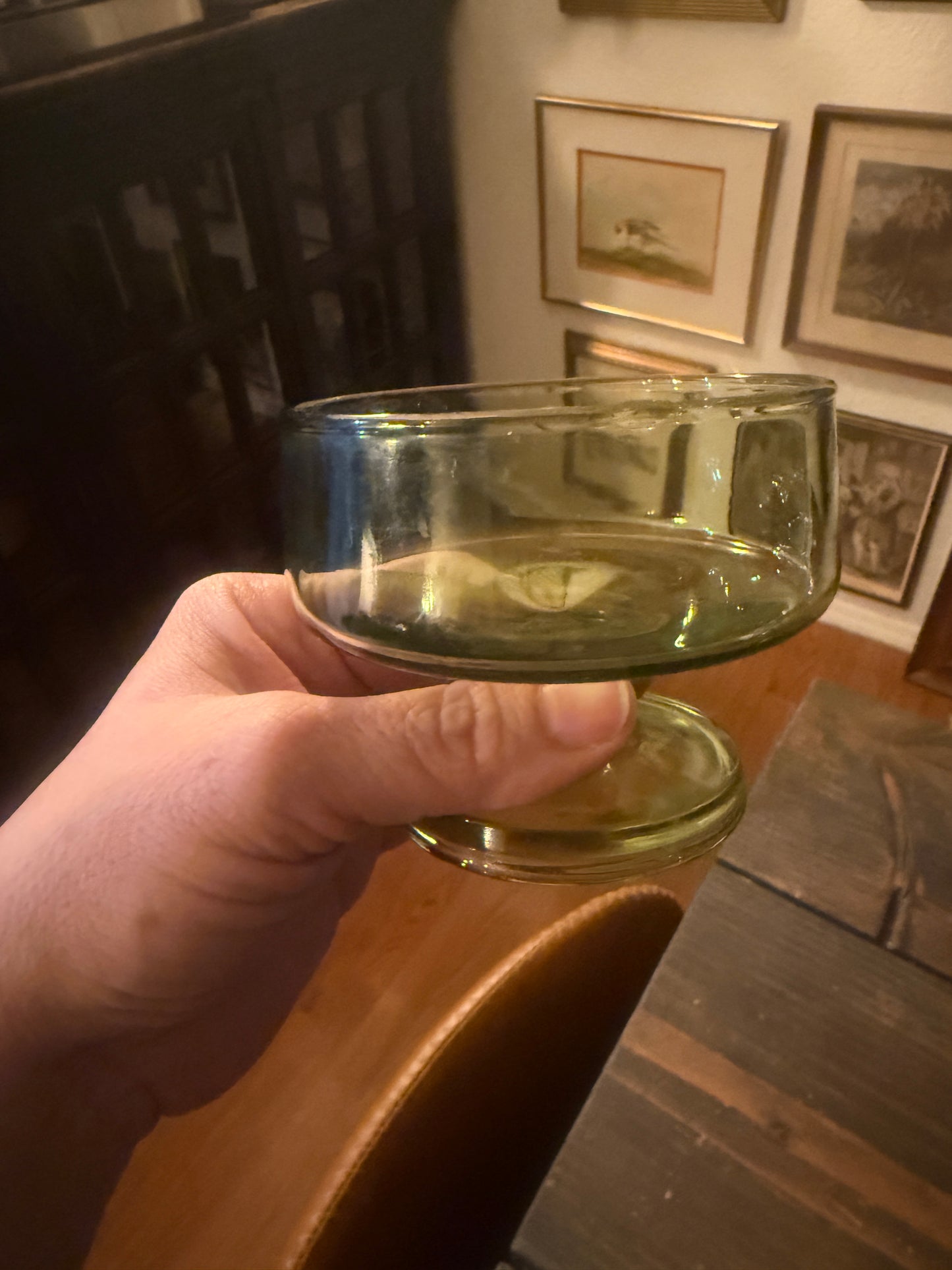 Vintage Green Glass Dessert Compote Dish