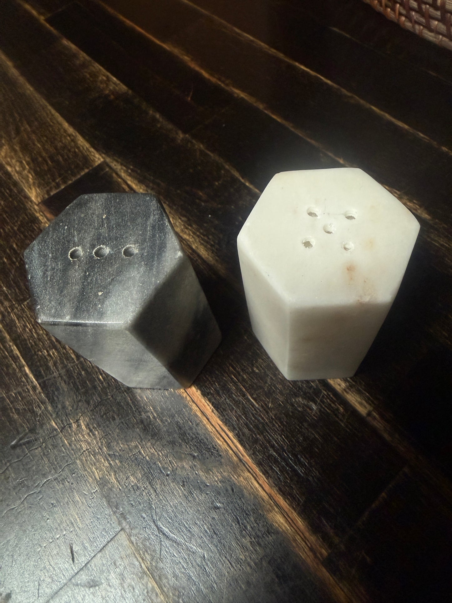 Black & White Marble Salt & Pepper Shakers