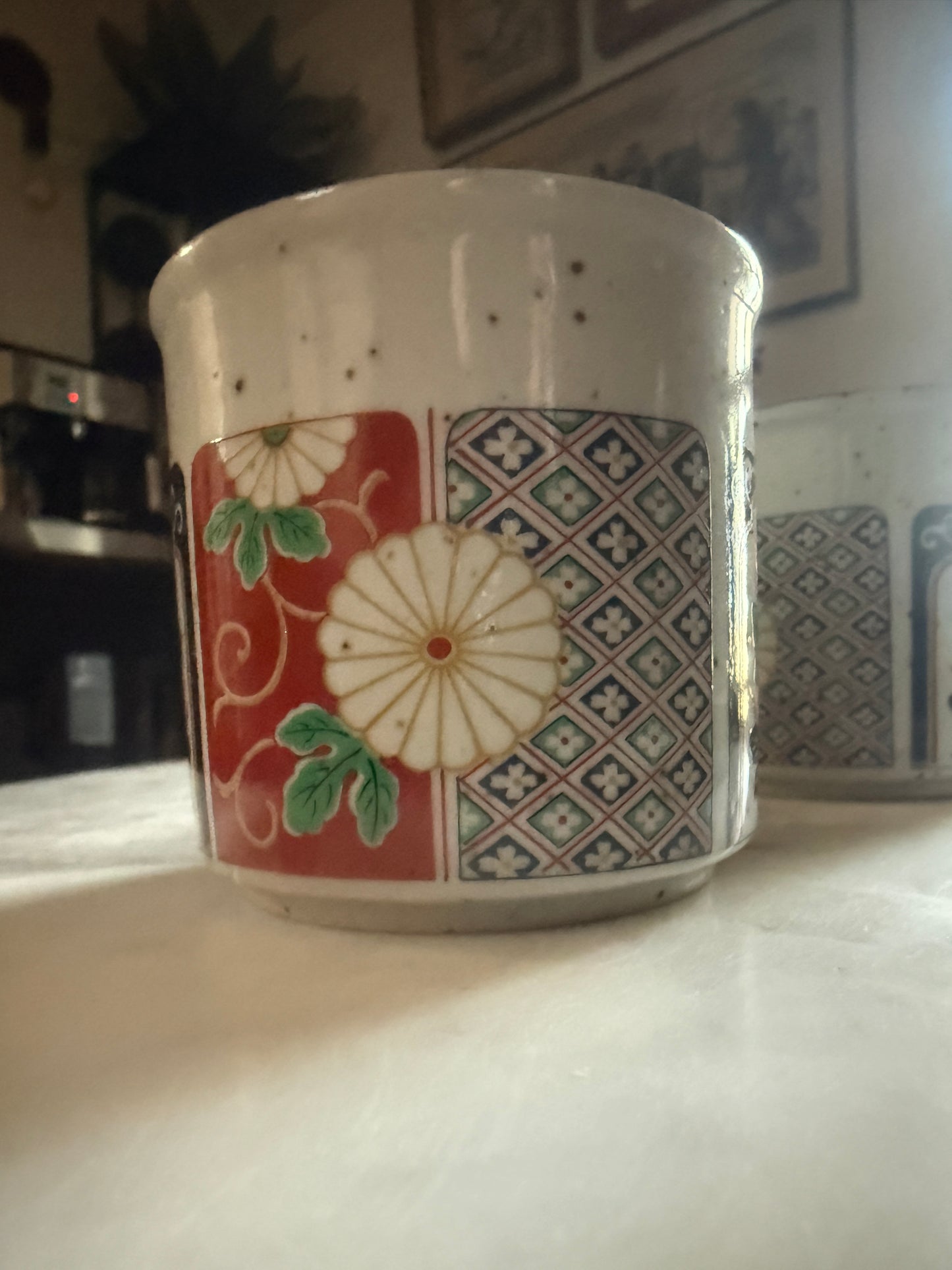 Japanese Hasami Ceramic Floral Mugs