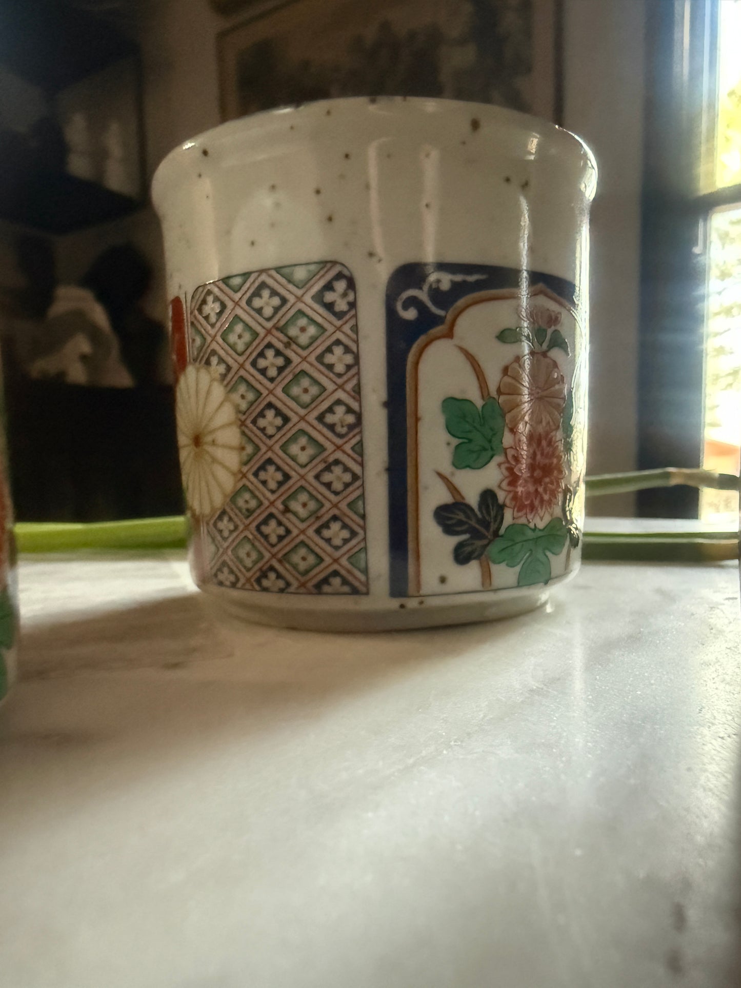 Japanese Hasami Ceramic Floral Mugs