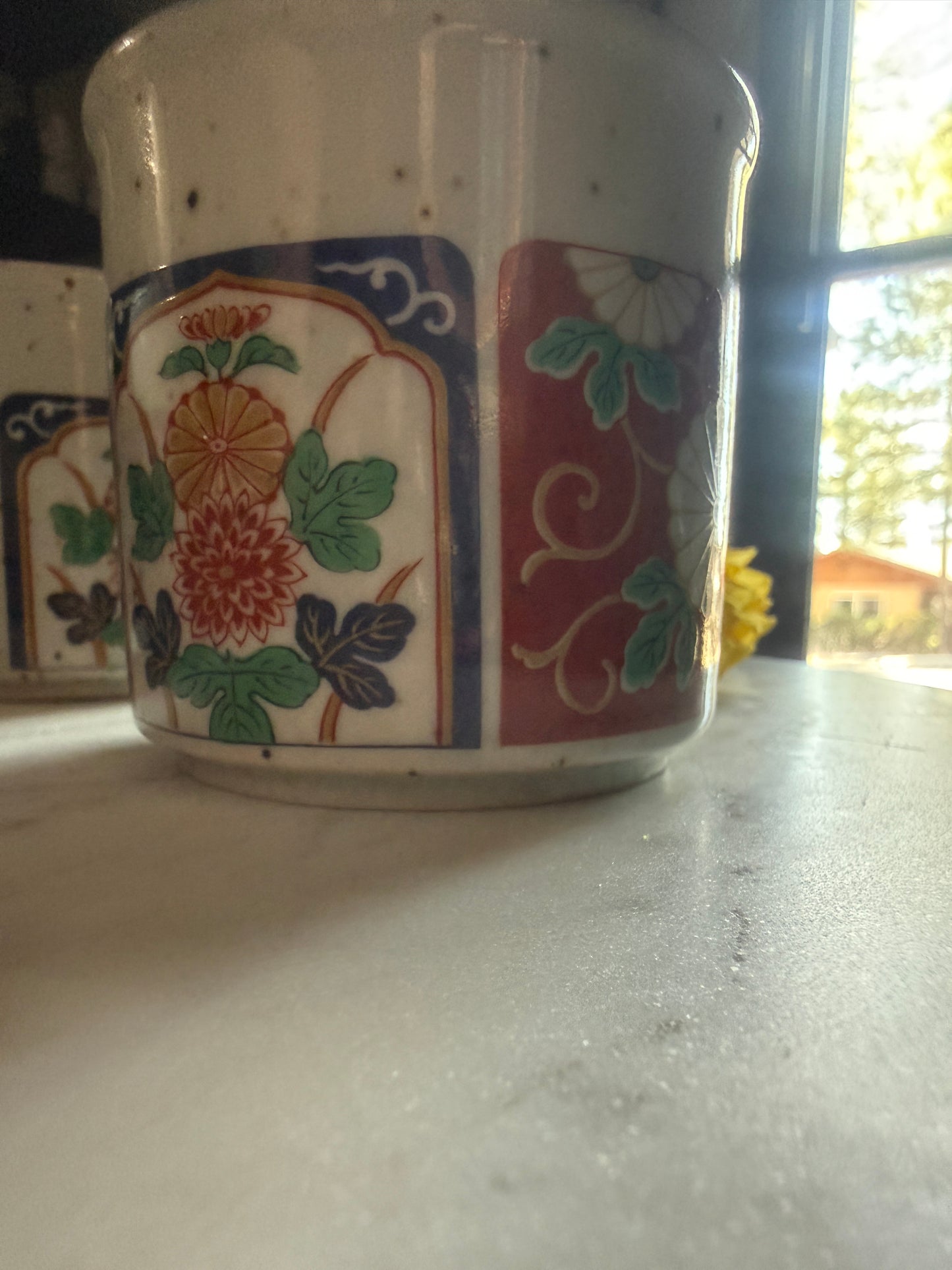 Japanese Hasami Ceramic Floral Mugs