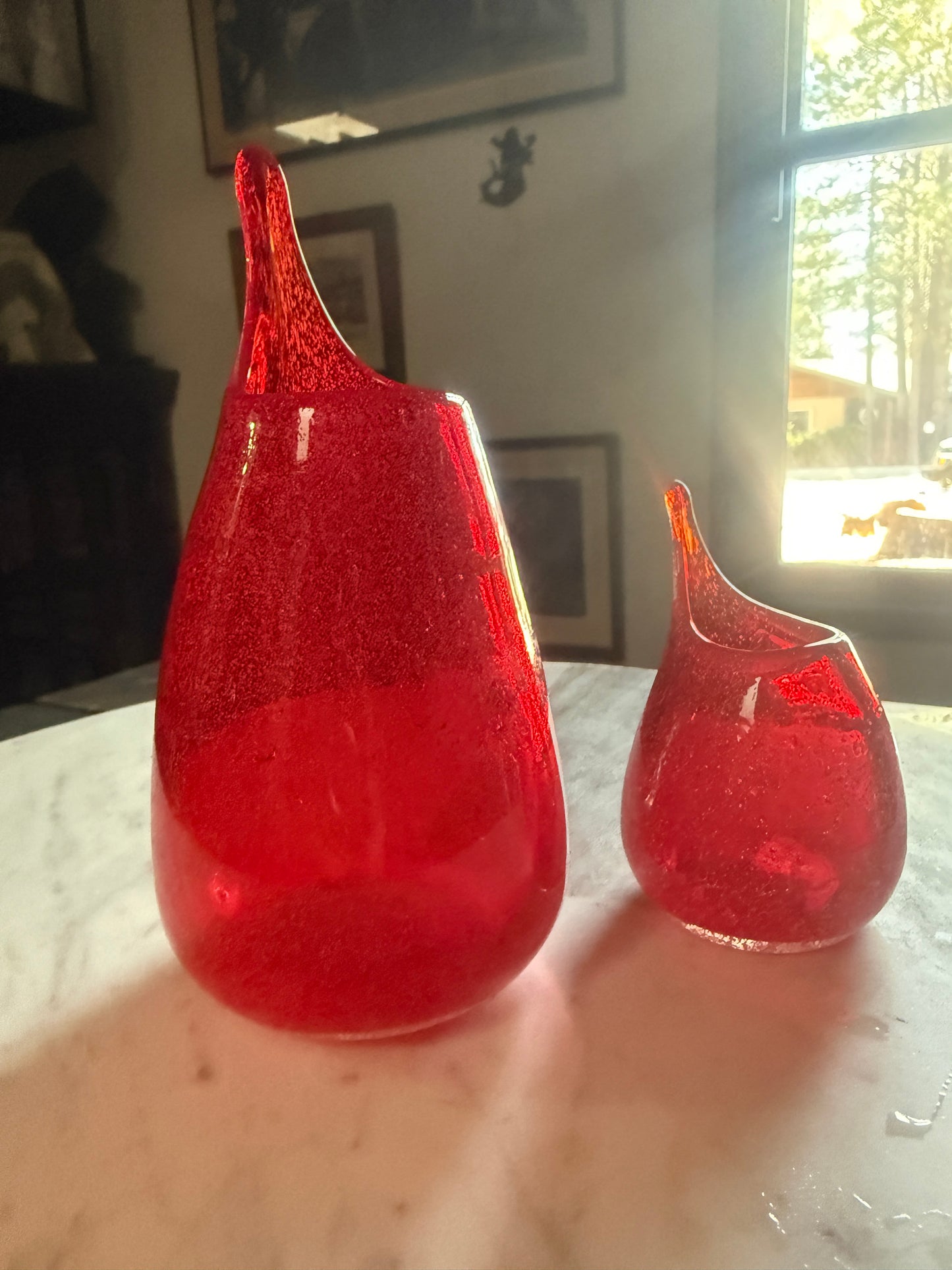 Hand Blown Red Art Glass