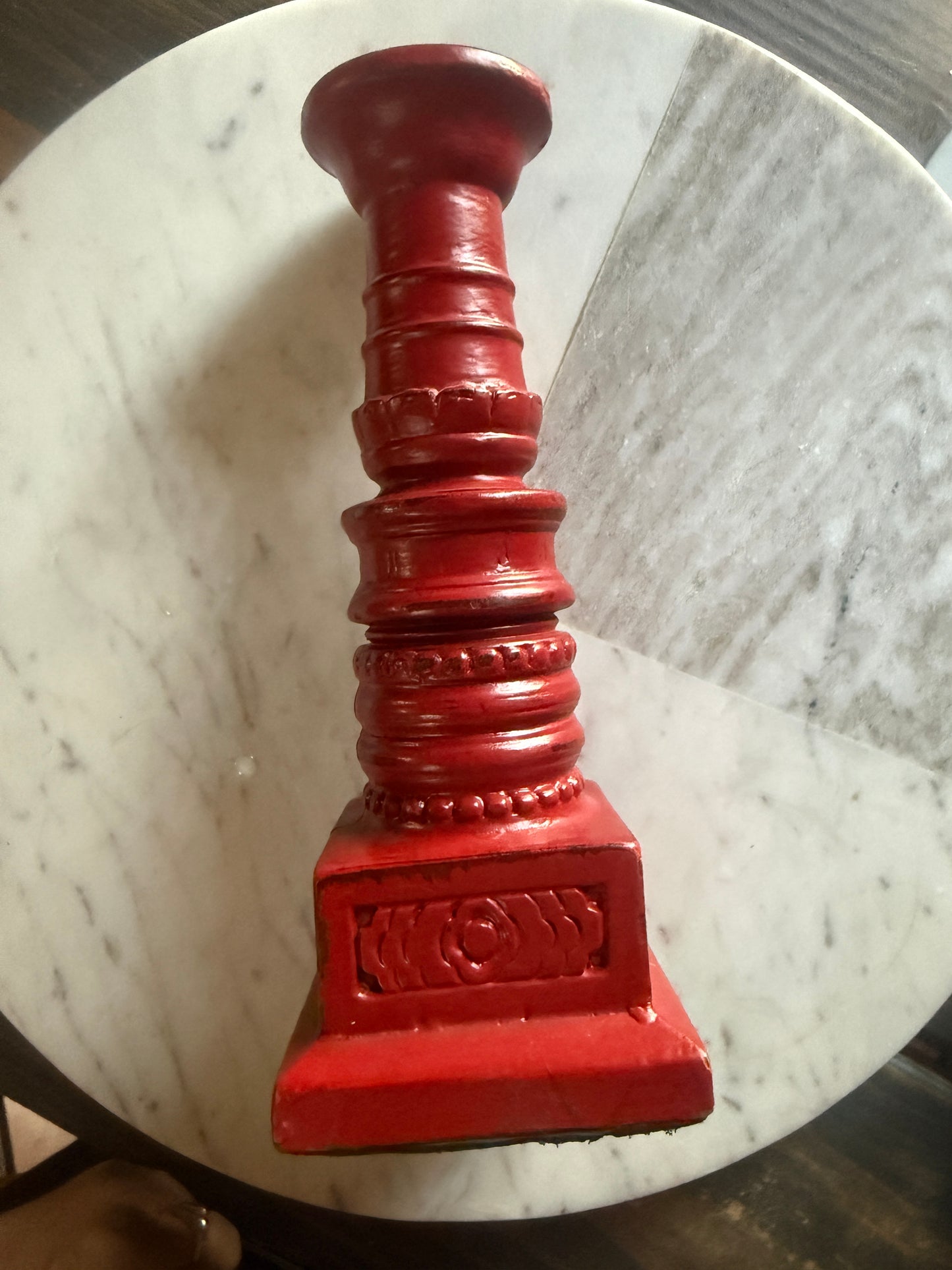 Red Wooden Candle Stick