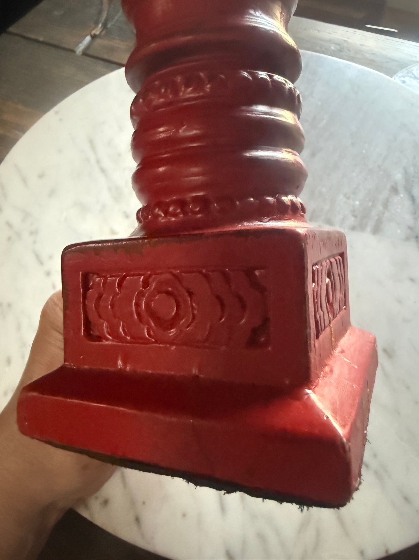 Red Wooden Candle Stick