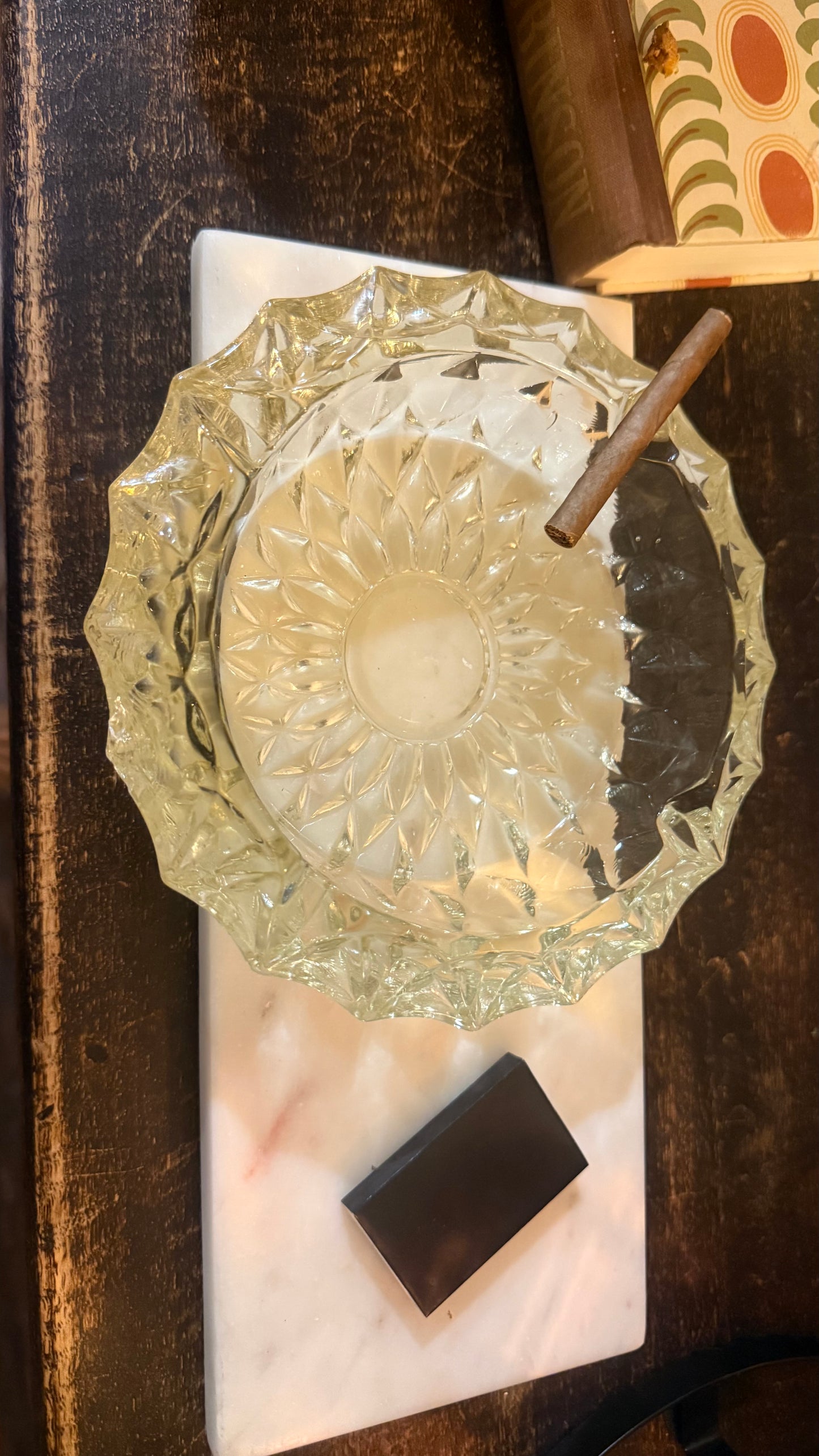 Mid Century Crystal Ashtray