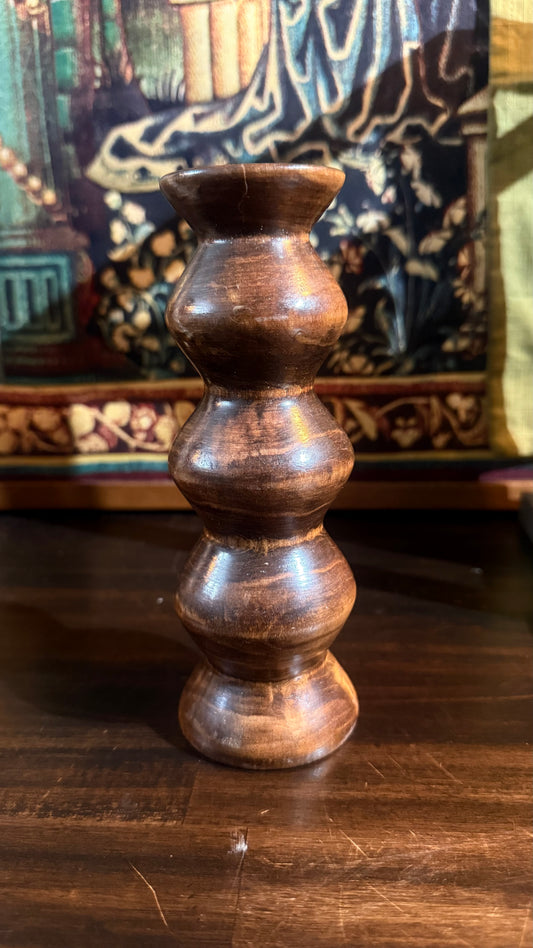 Hand Carved Mago Wood Taper Candlestick