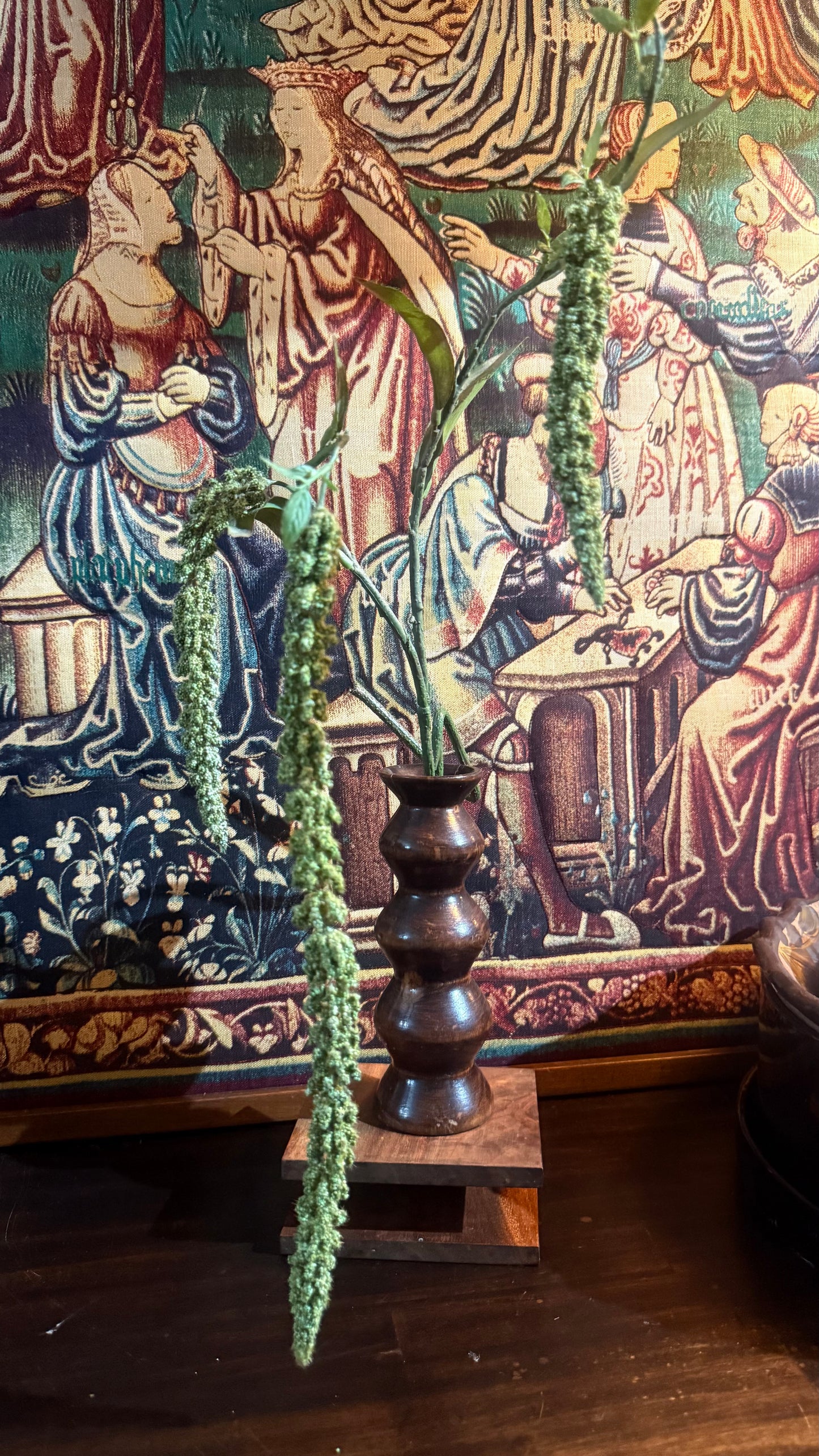 Hand Carved Mago Wood Taper Candlestick