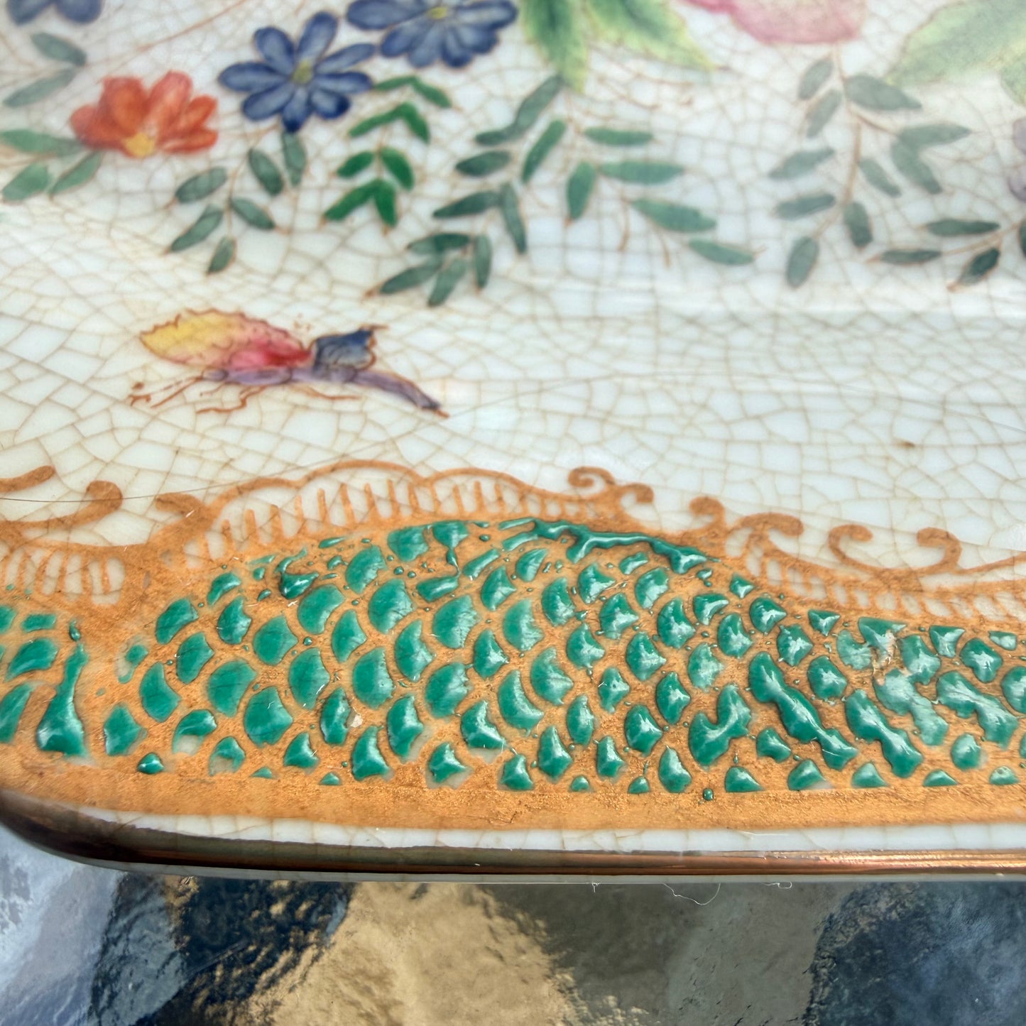 Vintage Hua Ping Tang Zhi Chinese Ceramic Plate